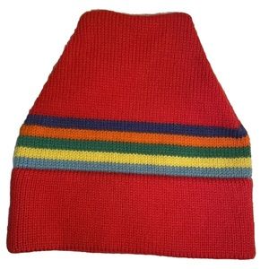 VTG 80s Colin Red Stripes Virgin Wool Ski Nordic Beanie Hat Canada Retro